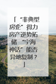 “非典型房企”得力房产逆势拓储 “宁海神话”能否异地复制？