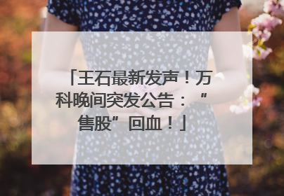 王石最新发声！万科晚间突发公告：“售股”回血！