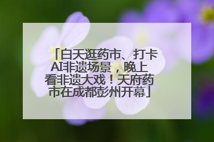 白天逛药市、打卡AI非遗场景，晚上看非遗大戏！天府药市在成都彭州开幕
