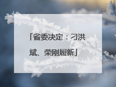 省委决定：刁洪斌、荣刚履新