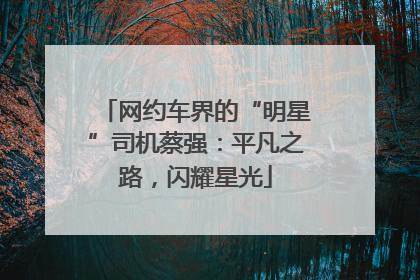 网约车界的“明星”司机蔡强：平凡之路，闪耀星光
