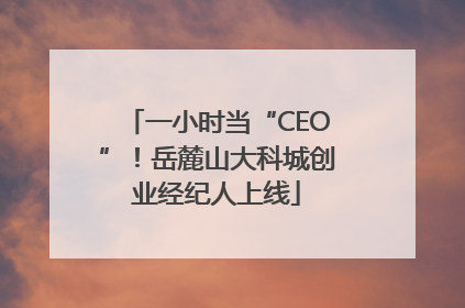 一小时当“CEO”！岳麓山大科城创业经纪人上线