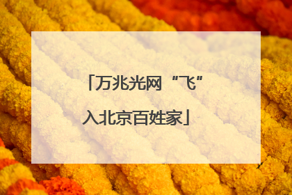 万兆光网“飞”入北京百姓家