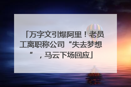 万字文引爆阿里！老员工离职称公司“失去梦想”，马云下场回应