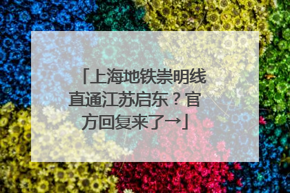 上海地铁崇明线直通江苏启东？官方回复来了→