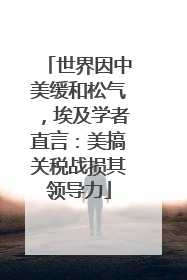世界因中美缓和松气，埃及学者直言：美搞关税战损其领导力
