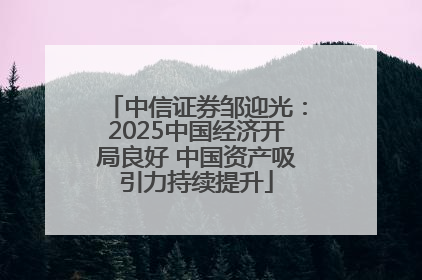 中信证券邹迎光：2025中国经济开局良好 中国资产吸引力持续提升