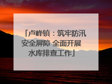 卢峰镇：筑牢防汛安全屏障 全面开展水库排查工作