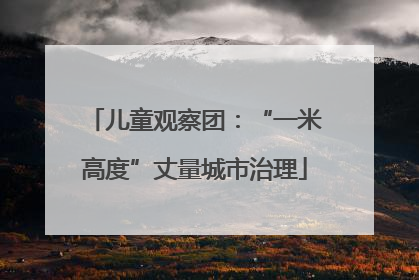 儿童观察团：“一米高度”丈量城市治理