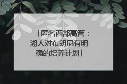 匿名西部高管：湖人对布朗尼有明确的培养计划