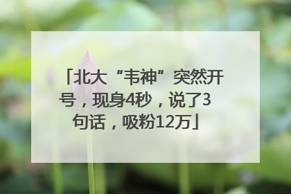 北大“韦神”突然开号，现身4秒，说了3句话，吸粉12万