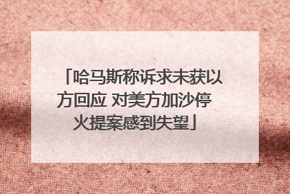 哈马斯称诉求未获以方回应 对美方加沙停火提案感到失望