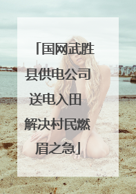 国网武胜县供电公司送电入田 解决村民燃眉之急