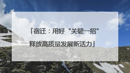 宿迁：用好“关键一招” 释放高质量发展新活力