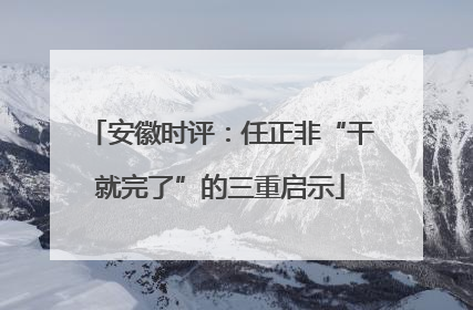安徽时评：任正非“干就完了”的三重启示