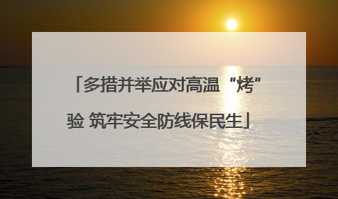 多措并举应对高温“烤”验 筑牢安全防线保民生