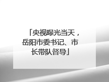 央视曝光当天，岳阳市委书记、市长带队督导