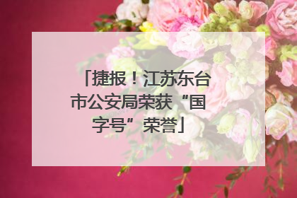 捷报！江苏东台市公安局荣获“国字号”荣誉