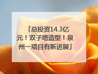 总投资14.3亿元！双子塔造型！泉州一项目有新进展