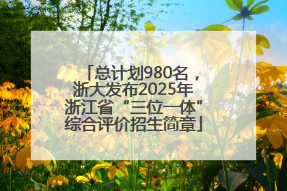 总计划980名，浙大发布2025年浙江省“三位一体”综合评价招生简章