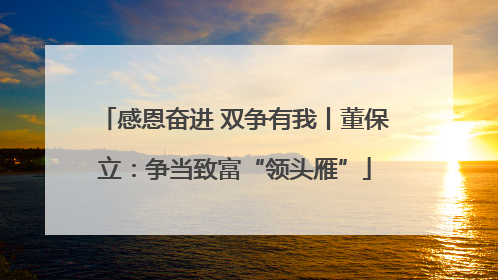 感恩奋进 双争有我丨董保立：争当致富“领头雁”