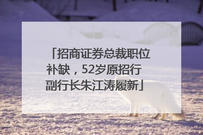 招商证券总裁职位补缺，52岁原招行副行长朱江涛履新