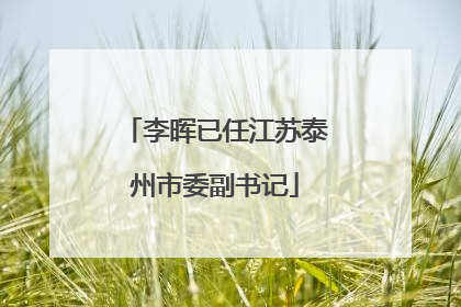 李晖已任江苏泰州市委副书记