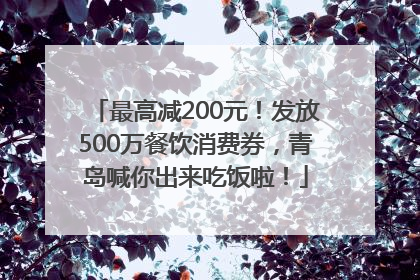 最高减200元！发放500万餐饮消费券，青岛喊你出来吃饭啦！