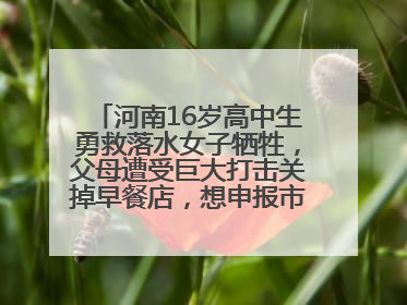 河南16岁高中生勇救落水女子牺牲，父母遭受巨大打击关掉早餐店，想申报市级见义勇为
