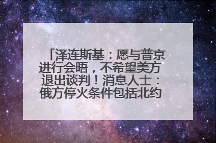 泽连斯基：愿与普京进行会晤，不希望美方退出谈判！消息人士：俄方停火条件包括北约“书面”保证不东扩