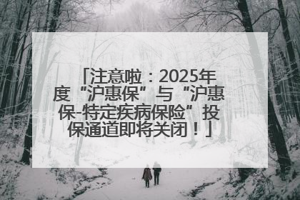 注意啦：2025年度“沪惠保”与“沪惠保-特定疾病保险”投保通道即将关闭！