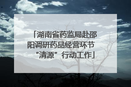 湖南省药监局赴邵阳调研药品经营环节“清源”行动工作