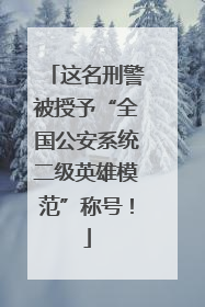 这名刑警被授予“全国公安系统二级英雄模范”称号！