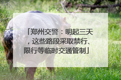 郑州交警：明起三天，这些路段采取禁行、限行等临时交通管制