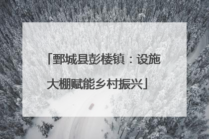鄄城县彭楼镇：设施大棚赋能乡村振兴