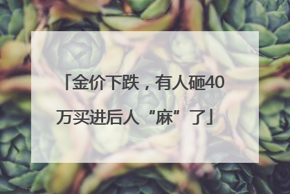金价下跌，有人砸40万买进后人“麻”了
