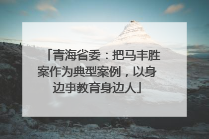 青海省委：把马丰胜案作为典型案例，以身边事教育身边人