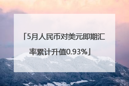 5月人民币对美元即期汇率累计升值0.93%